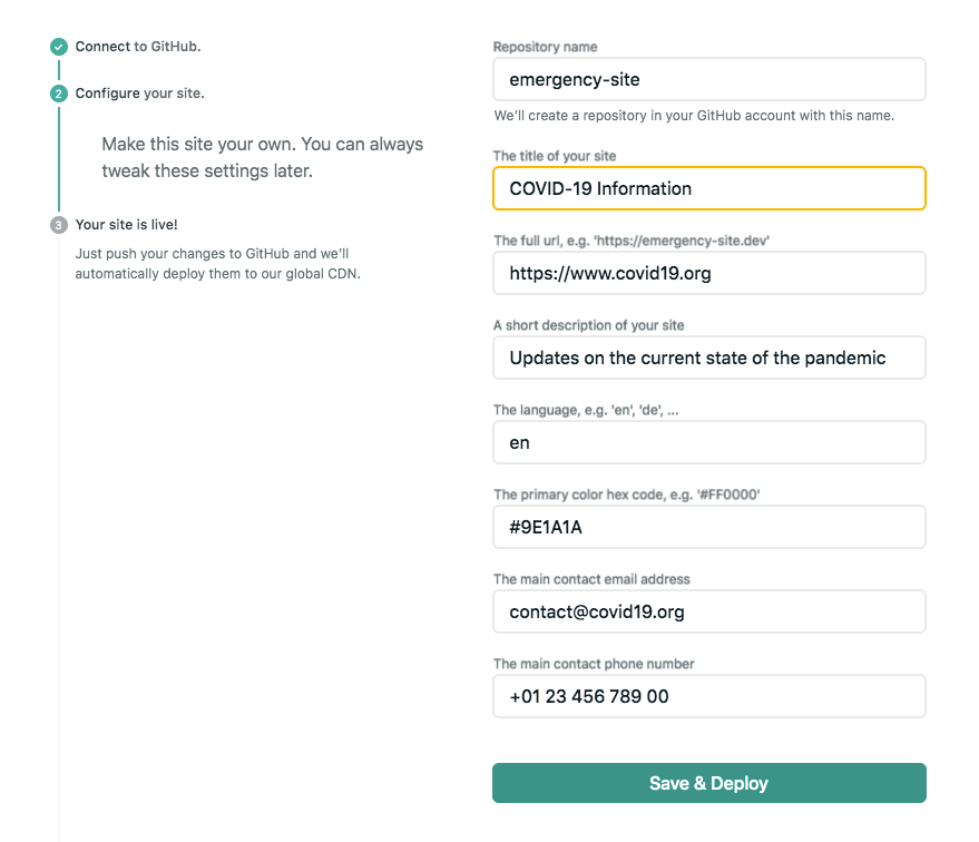 set configuration details